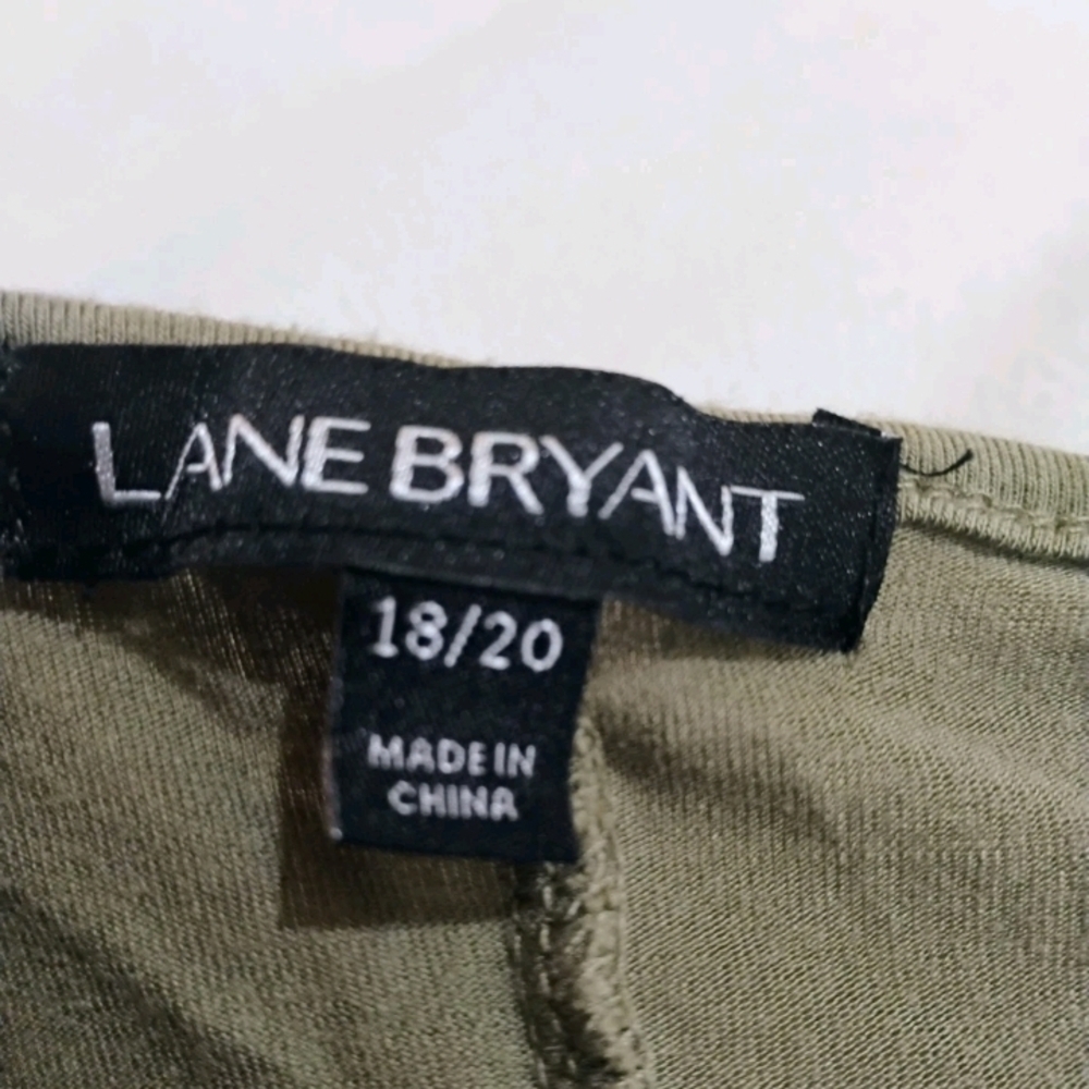 Lane Bryant Olive Green Cold Shoulder Blouse with Shoulder Lace - Picture 3 of 8